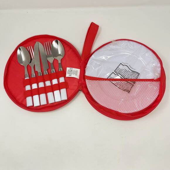 New Sunnylife Lovers Picnic Set In Malibu FabFitFun Outdoor Plates Utensils - Picture 3 of 10